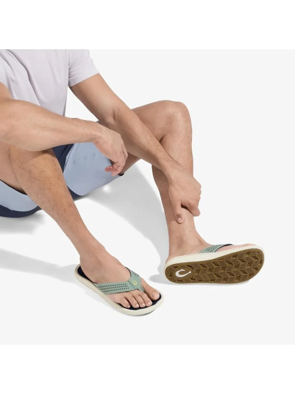 Men Sea Green Beach Sandals Water Resistant Flip Flops Arch Support&Comfort Fit
